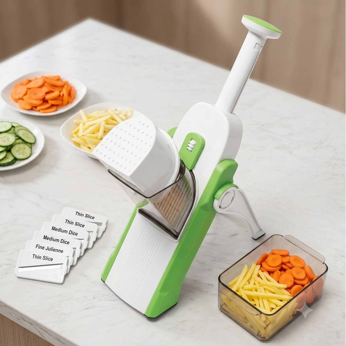 4-in-1 Multifunction Vegetable Slicer & Mandoline Cutter with Interchangeable Blades
