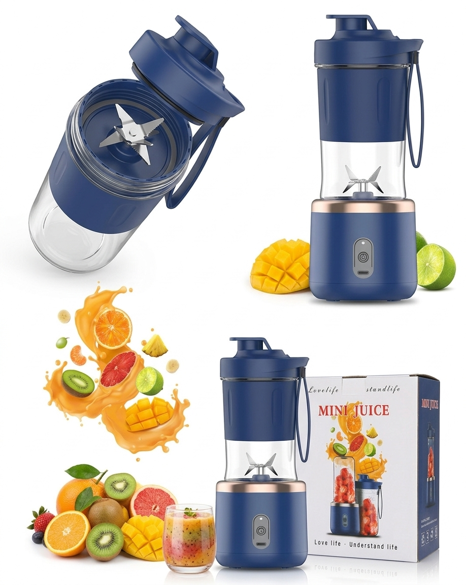 Portable Mini Juice Blender β USB Rechargeable Personal Smoothie & Fruit Juicer Bottle (380ml)