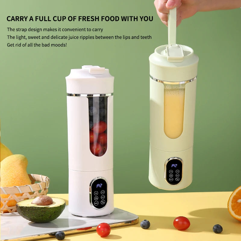 2026 New Household Charging MINI Crushed Ice 530ML Electric Juicer Powerful Motor 450ML Large Capacity Digital Display Juice Cup