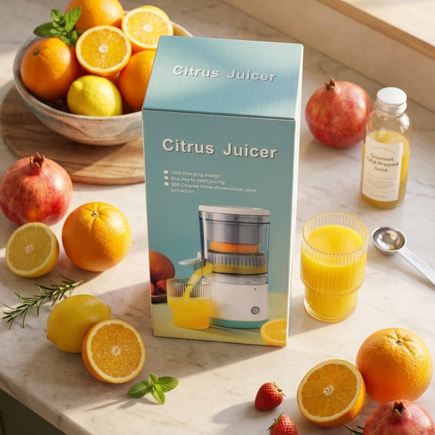 Portable Electric Citrus Juicer USB Rechargeable ā Automatic Orange, Lemon & Lime Juicer