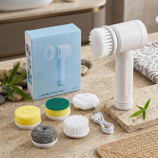Cordless Electric Spin Scrubber Brush | Rechargeable Cleaning Brush with 3 Replaceable Brush Heads for Kitchen & Bathroom