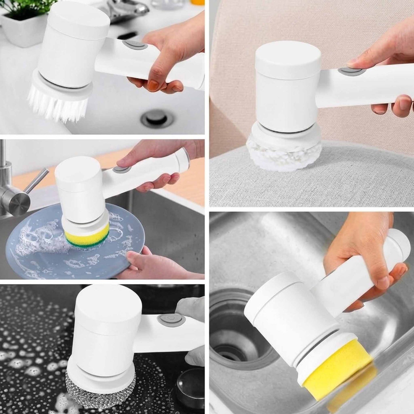 Cordless Electric Spin Scrubber Brush | Rechargeable Cleaning Brush with 3 Replaceable Brush Heads for Kitchen & Bathroom
