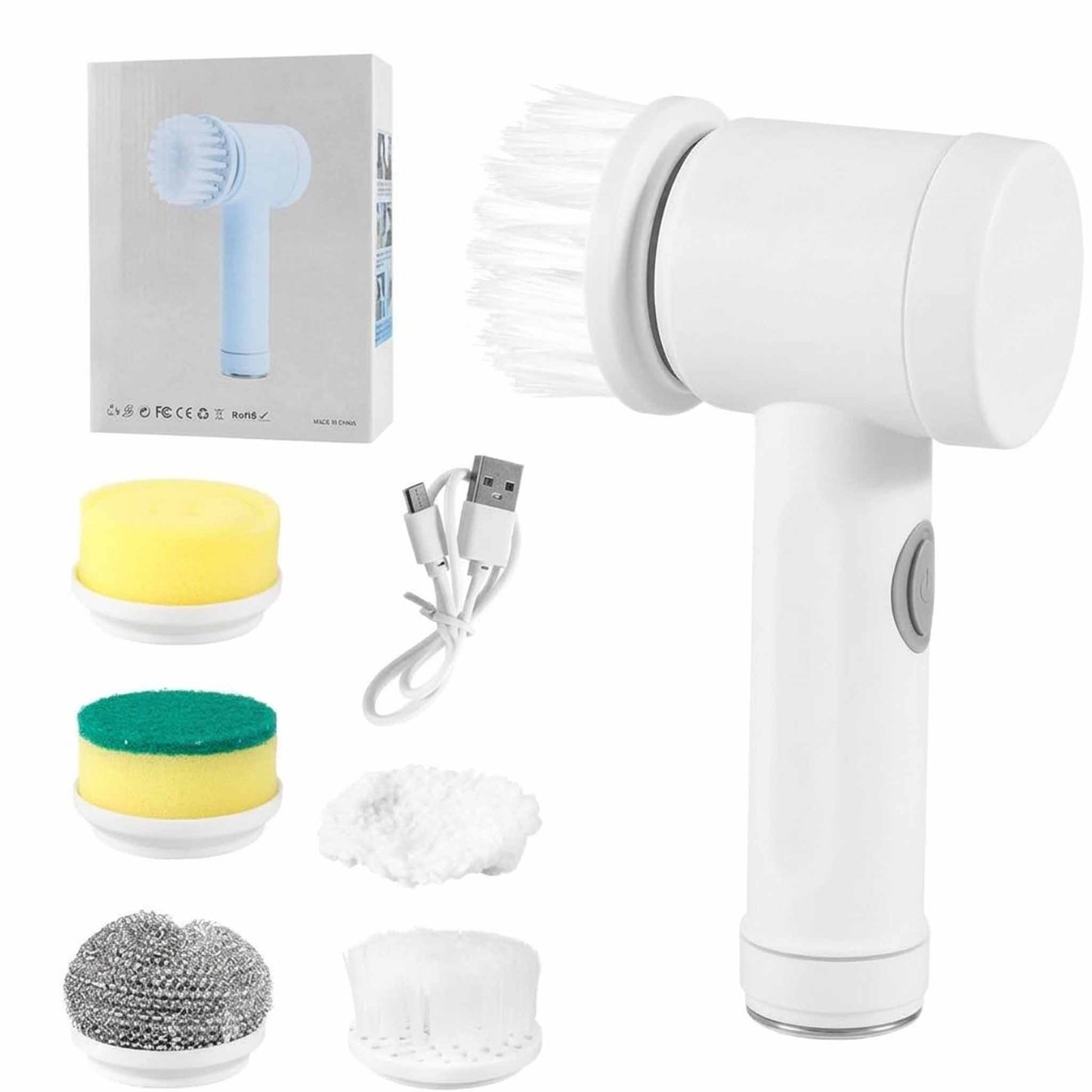Cordless Electric Spin Scrubber Brush | Rechargeable Cleaning Brush with 3 Replaceable Brush Heads for Kitchen & Bathroom
