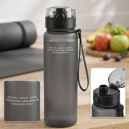 Stainless Steel Water Bottle with Leak-Proof Lid & Carry Strap –  for Travel, Gym & Outdoor Use