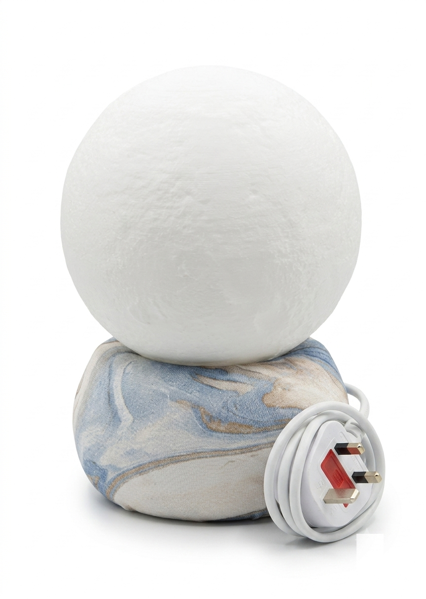 3D Moon Lamp – LED Night Light with Wooden Base | Warm White Decorative Bedside Lamp