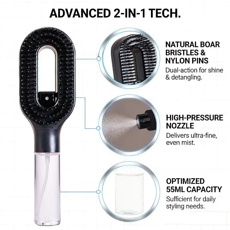 2in1 Sprayer Comb Detangling Scalp Massage Hairbrush with Spray Bottle Essential Oil Water Mist Spray Brush Anti-static Autumn