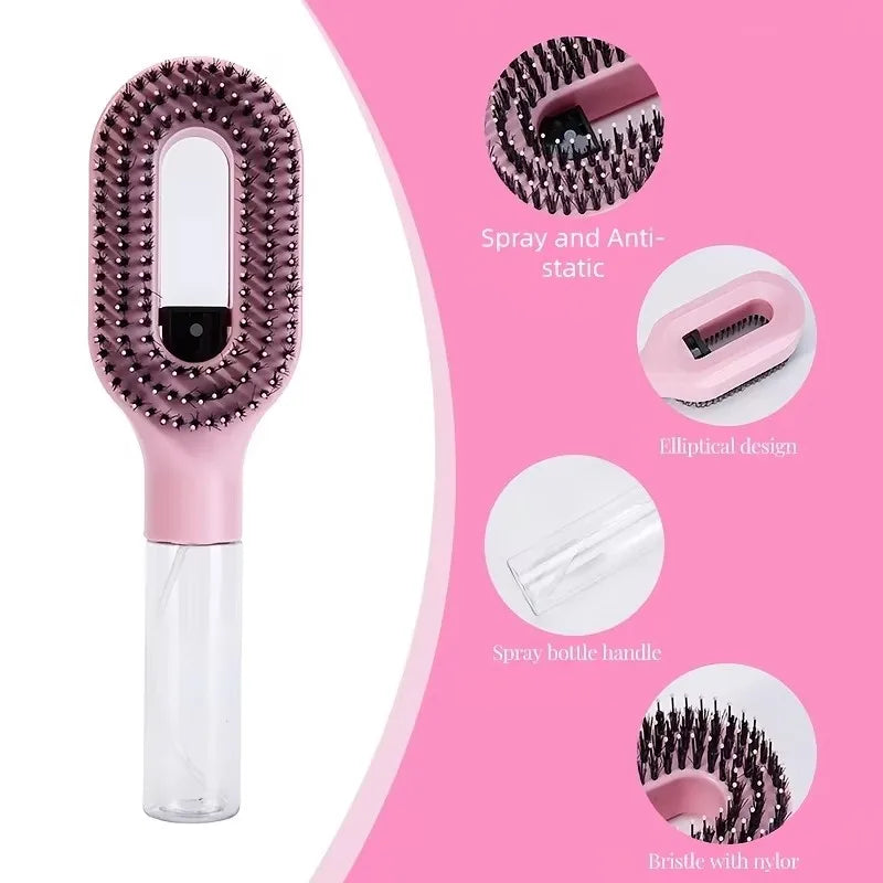 2in1 Sprayer Comb Detangling Scalp Massage Hairbrush with Spray Bottle Essential Oil Water Mist Spray Brush Anti-static Autumn