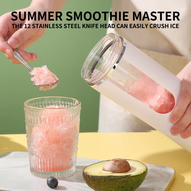 2026 New Household Charging MINI Crushed Ice 530ML Electric Juicer Powerful Motor 450ML Large Capacity Digital Display Juice Cup