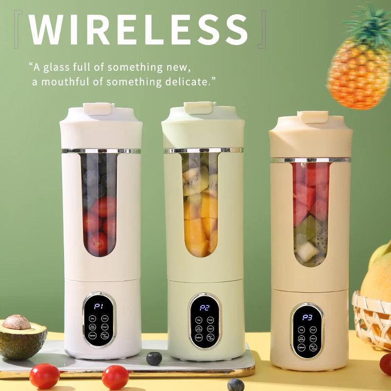 2026 New Household Charging MINI Crushed Ice 530ML Electric Juicer Powerful Motor 450ML Large Capacity Digital Display Juice Cup