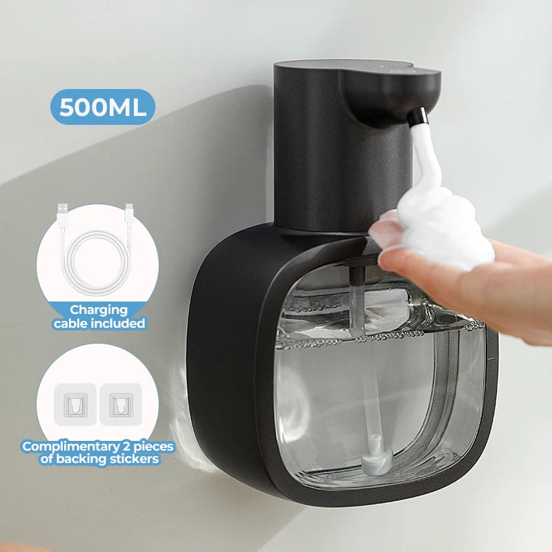Wall Mounted Automatic Soap Dispenser 500ml Liquid Rechargeable Bathroom Induction Sensor