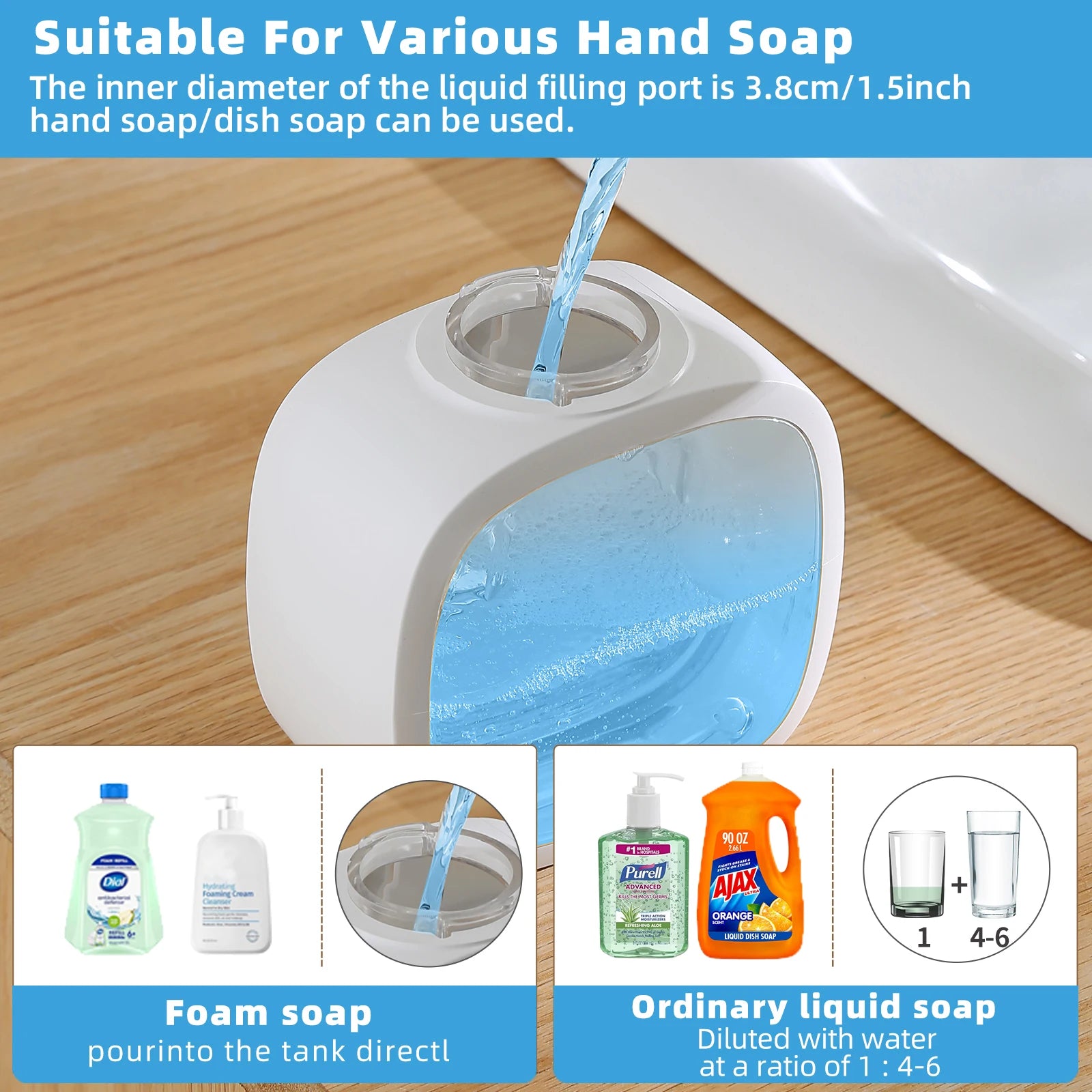 Wall Mounted Automatic Soap Dispenser 500ml Liquid Rechargeable Bathroom Induction Sensor