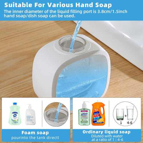 Wall Mounted Automatic Soap Dispenser 500ml Liquid Rechargeable Bathroom Induction Sensor