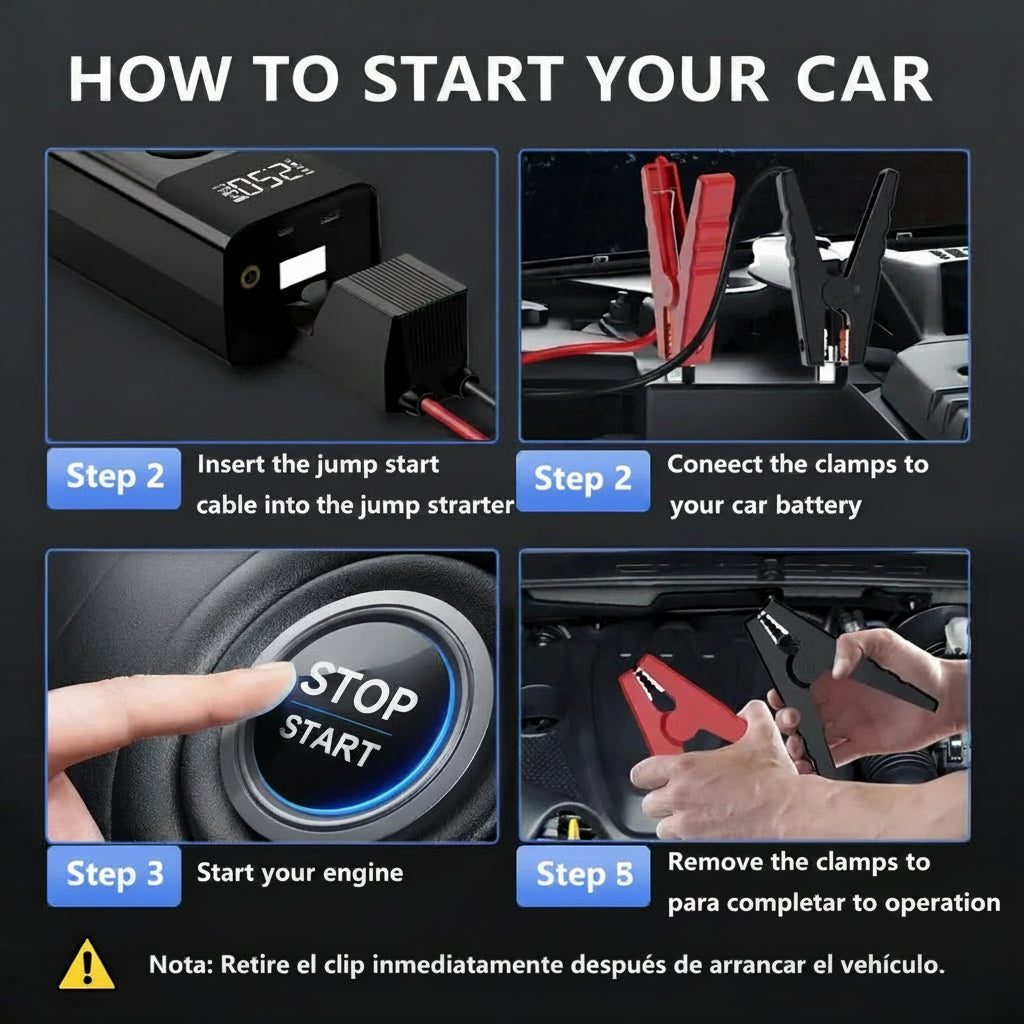 TCYATO Car emergency start power supply, vehicle-mounted inflation integrated machine, multi-functional starter