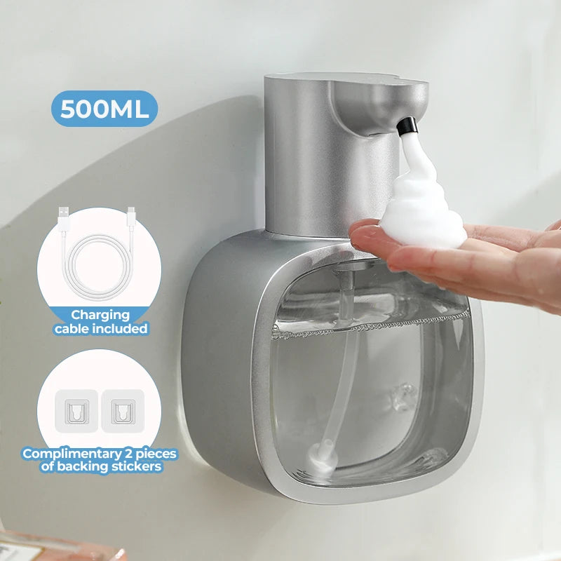 Wall Mounted Automatic Soap Dispenser 500ml Liquid Rechargeable Bathroom Induction Sensor